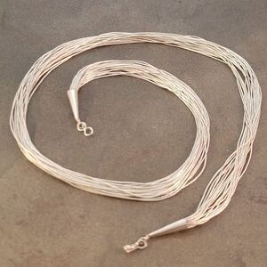 Navajo Liquid Sterling Silver 20 Strand Necklace 24"